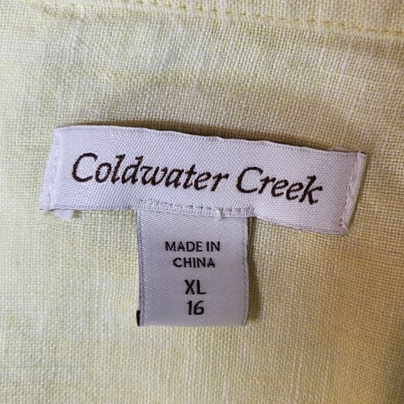 Plus Size Coldwater Creek Yellow Linen Blouse - Picture 3 of 9